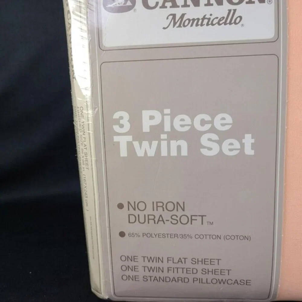 Cannon Monticello Twin Sheet Set Peach Color Cottagecore‎ 3 Piece Blend Vtg New